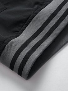 Manfinity Homme Men Colourblock Striped Trim Bomber Jacket Without Tee - Black - View 7