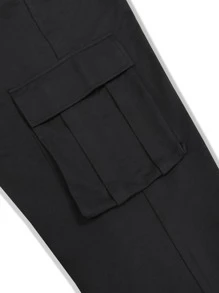 Manfinity Hypemode Nam Túi nắp bên cạnh Eo dây rút Lỏng lẻo Quần thể thao bảo Cargo - màu đen - Xem 4