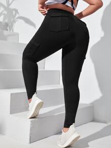 Seamluxe SHEIN Sport Sports Leggings mit breitem Taillenband, Pattentasche