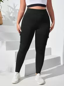 Seamluxe SHEIN Sport Sports Leggings mit breitem Taillenband, Pattentasche