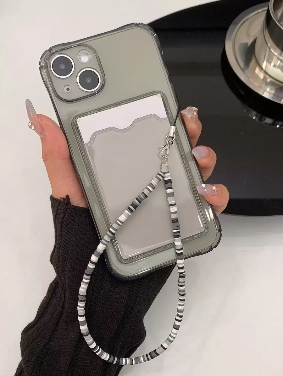 普通卡槽手機殼帶掛繩相容於 iPhone 15/15Pro/15Plus/15Promax - 黑色 - 查看 1