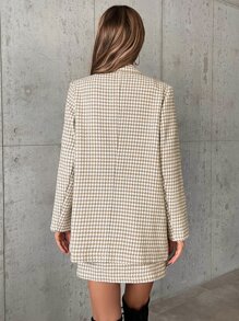 Houndstooth Double Breasted Blazer & Skirt - Multicolor - View 2