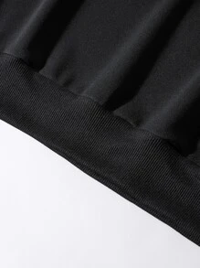 Manfinity Áo nỉ Nam Khối Màu Lá thư Giải trí - màu đen - Xem 4