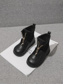 Niñas Botas con cremallera delantera - Negro - Ver 2