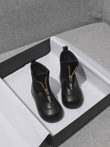 Niñas Botas con cremallera delantera - Negro - Ver 3