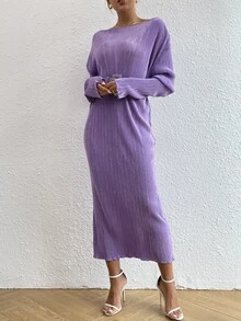 Váy có thắt lưng Thả vai Plisse - Màu tím  Violet - Xem 6