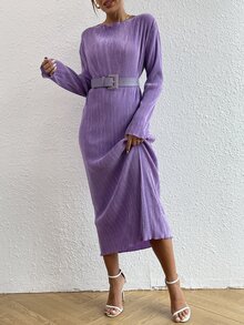 Váy có thắt lưng Thả vai Plisse - Màu tím  Violet - Xem 7