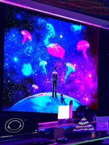 Jellyfish Pattern Glow In The Dark Tapestry - Multicolor - View 8
