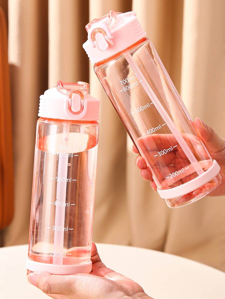 1pc Portable Clear Tumbler - Pink - View 1