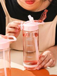 1pc Portable Clear Tumbler - Pink - View 2