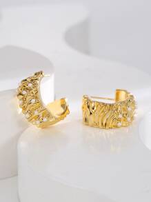 Charm-In 1 对女式复古纹理仿珍珠耳环，适合日常佩戴和旅行，送给女朋友的礼物