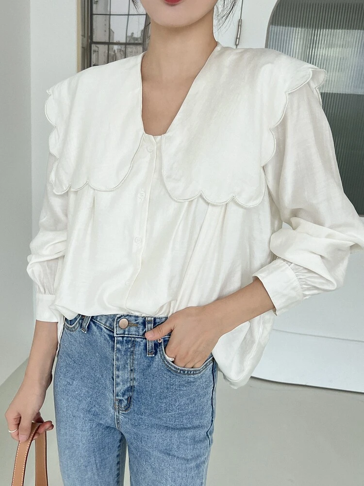 Statement Collar Button Up Shirt