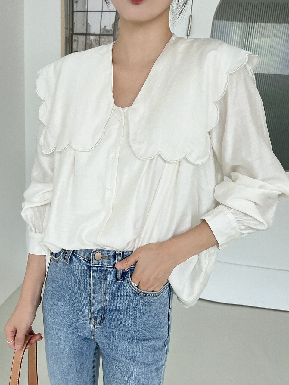 Statement Collar Button Up Shirt
