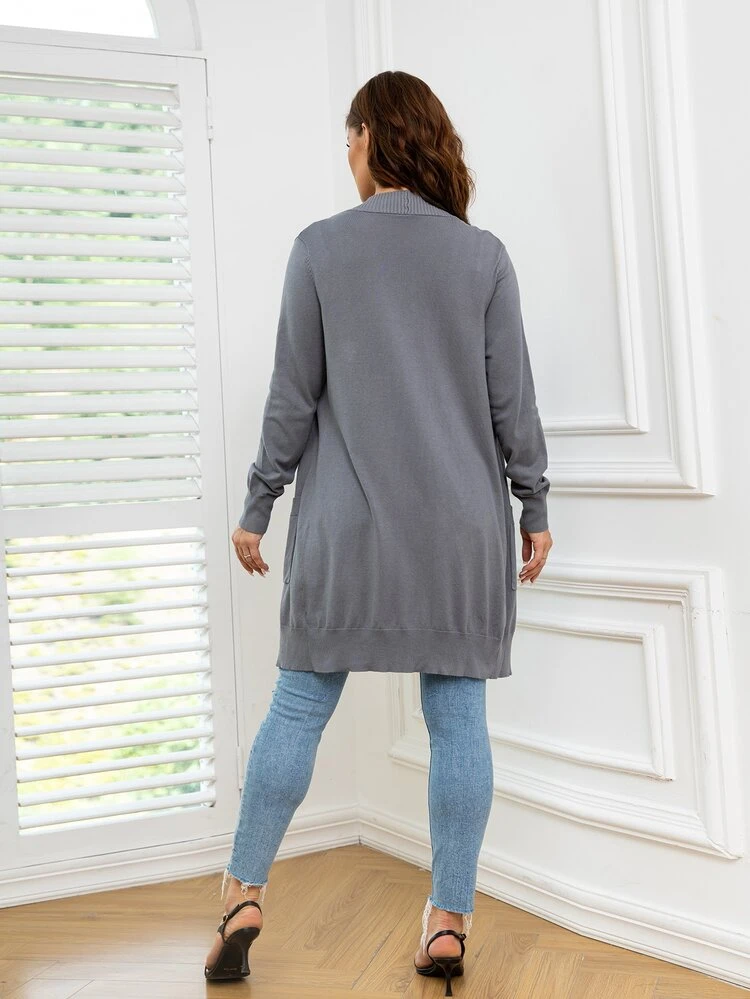 AAmilife プラス ダブルポケット ダスターカーディガン - グレー - 見る 2