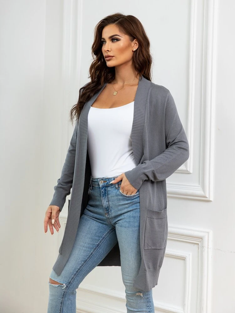 AAmilife プラス ダブルポケット ダスターカーディガン - グレー - 見る 5