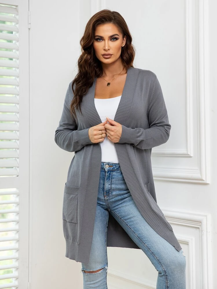 AAmilife プラス ダブルポケット ダスターカーディガン - グレー - 見る 6