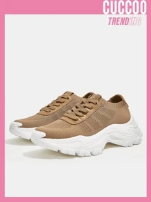 Cuccoo Lace-up Front Chunky Sneakers - Brown - View 1