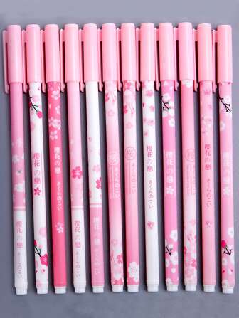 10入組花朵印花隨機中性筆