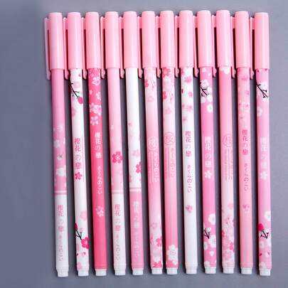 10入組花朵印花隨機中性筆