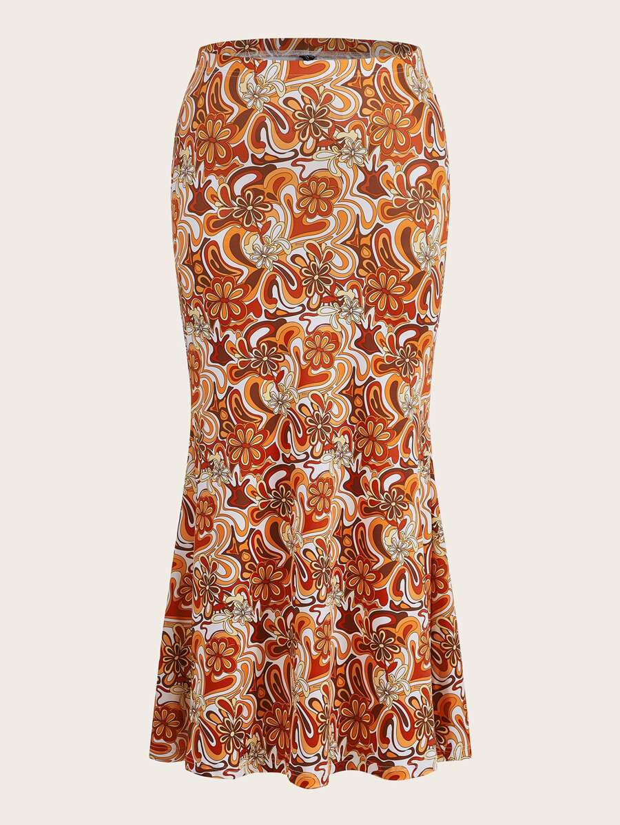 SHEIN VCAY Váy Plus Size Hoa Tất cả trên in Boho - Nhiều màu - Xem 1