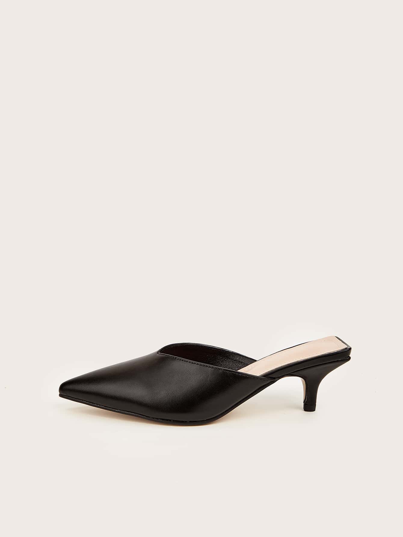 Femme Noir À La Mode Simple Pointu Chaussures À Talons Hauts Avec À Lacets & Mules & Mince Chaussures À Talons Hauts & À Bout Fermé & À Talons Petits & Pantoufles Extérieur Chaussures Pour Printemps , Été , Automne - Noir - Voir 2