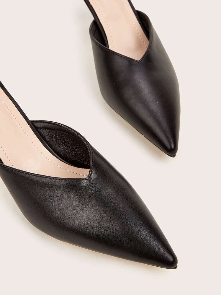 Femme Noir À La Mode Simple Pointu Chaussures À Talons Hauts Avec À Lacets & Mules & Mince Chaussures À Talons Hauts & À Bout Fermé & À Talons Petits & Pantoufles Extérieur Chaussures Pour Printemps , Été , Automne - Noir - Voir 4