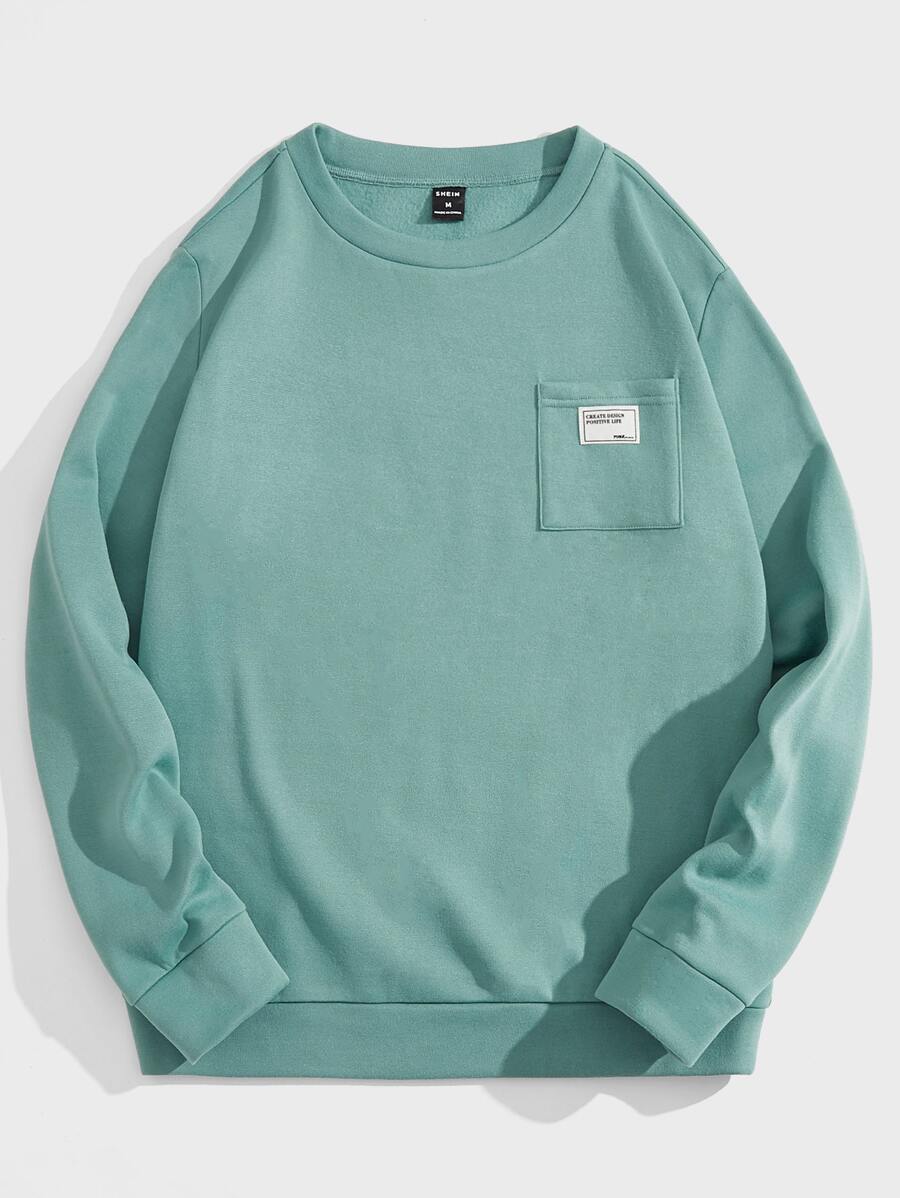 Manfinity VCAY Men Patch Detail Sweatshirt - Mint Green - View 1