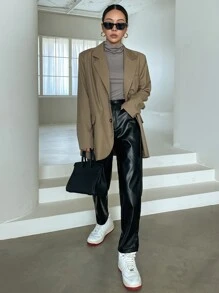 DAZY Áo thun nữ màu trơn Giải trí - Màu xám đen - Xem 5