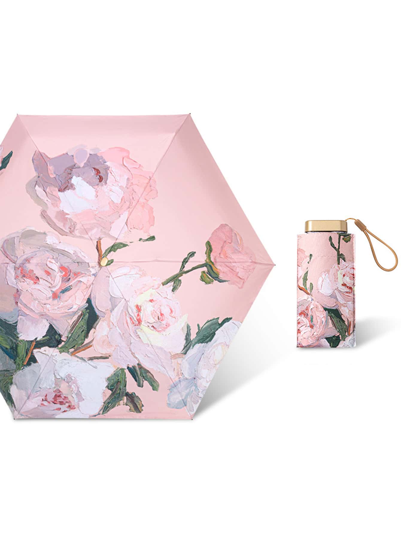 1 chiếc ô họa tiết hoa, ô mini hình trái tim Valentine cho bé trai - Hồng - Xem 1