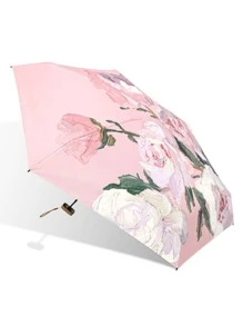 1 chiếc ô họa tiết hoa, ô mini hình trái tim Valentine cho bé trai - Hồng - Xem 2