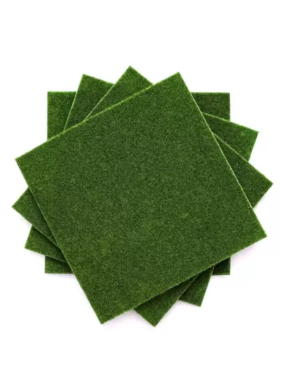 5包9.8英寸人造草坪，适用于工艺品装饰、微型装饰项目、室内/室外地毯，绿色，耐用且易于维护，适用于露台、草坪等，模型草坪，可用于DIY仙女花园配件和装饰套装