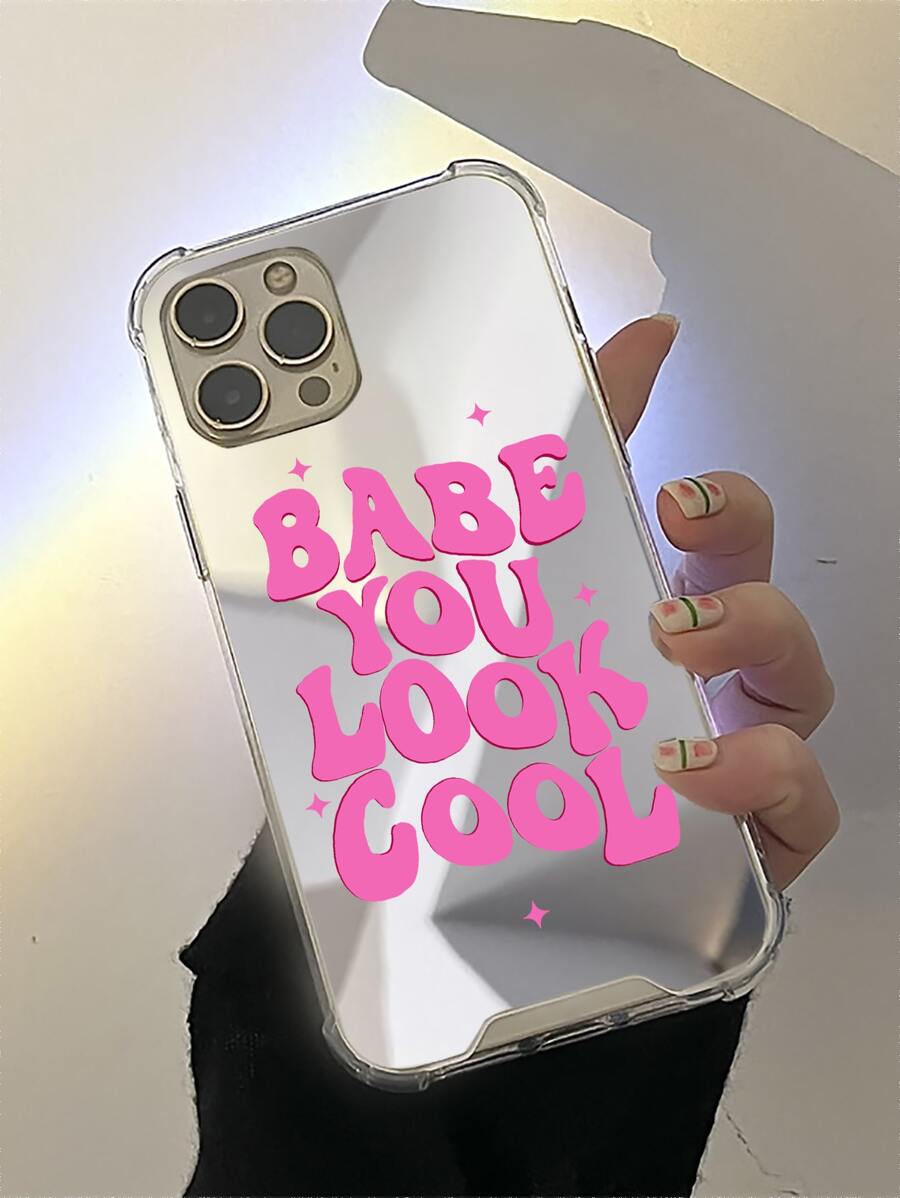 Y2k Letter Graphic Mirror Phone Case Compatible With IPhone 11,IPhone 13,IPhone 14 Pro Max - Multicolor - View 1
