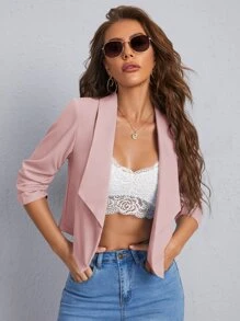 SHEIN Clasi Shawl Neck Solid Blazer In Fall/Winter - Baby Pink - View 5