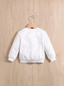 SHEIN Bé Áo nỉ Lá thư Giải trí - trắng - Xem 2