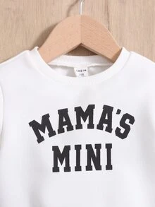 SHEIN Bé Áo nỉ Lá thư Giải trí - trắng - Xem 3