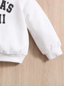 SHEIN Bé Áo nỉ Lá thư Giải trí - trắng - Xem 4