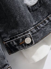 Manfinity EMRG Men Two Tone Ripped Flap Pocket Denim Jacket Without Hoodie - Multicolor - View 5