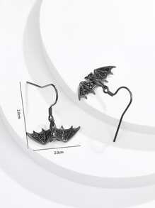 Pendientes largos con diamante de imitación murciélago - Negro - Ver 3