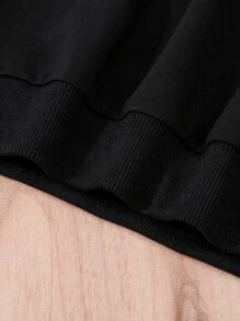 SHEIN 小女童字母圖案腰帶衛衣洋裝 - 黑色 - 查看 4