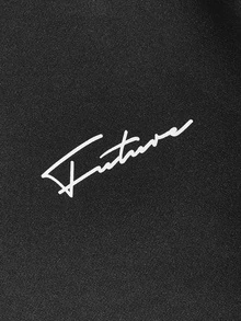 GENTILAND 男士字母圖案條紋飾邊運動衫和腰部抽繩短褲 - 黑色 - 查看 3