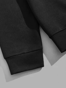 GENTILAND 男士字母圖案條紋飾邊運動衫和腰部抽繩短褲 - 黑色 - 查看 4