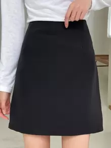 DAZY High Waist Solid A-Line Skirt Fall Skirts