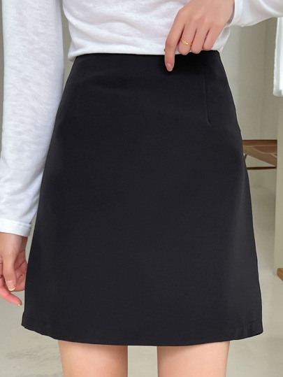 DAZY High Waist Solid A-Line Skirt Fall Skirts