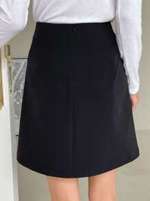 DAZY High Waist Solid A-Line Skirt Fall Skirts