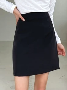 DAZY High Waist Solid A-Line Skirt Fall Skirts