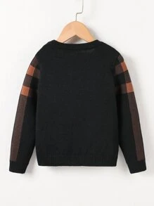 Toddler Boys Plaid Pattern Jumper - Black - View 2