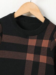 Toddler Boys Plaid Pattern Jumper - Black - View 4