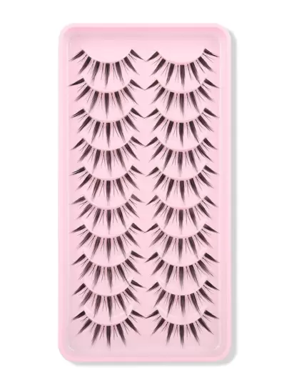 Himirell 10pairs/Set 4-14mm Natural & Clear & Criss-Cross & Cartoon Style Eyelashes With Transparent Stalk, Korean And Japanese Style Strip Lashes, Lashes, Eyelashes, Fake Lashes