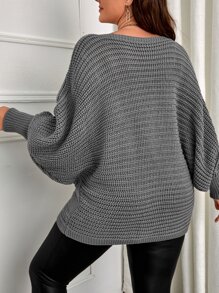 SHEIN LUNE Jersey tejido de cable de manga murciélago