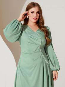 Modelyn Vestido de manga obispo fruncido - verde menta - Ver 4